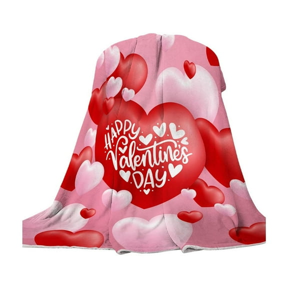 DefiDgd Valentine's Day Plush Throw Blanket Red Heart Prints Heart Painted Blanket Anniversary Wedding Birthday Bedding Sofa Decor,Gifts for Women Wife Lover(F)