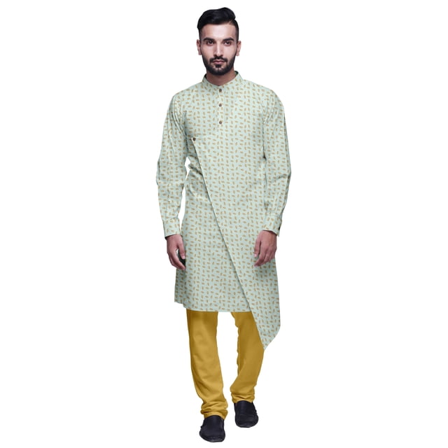 Atasi Ensemble Kurta-Pyjama Long en Coton pour Hommes, Kurta-Pyjama Décontracté de Designer, Vêtements