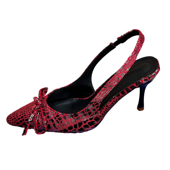 Wensltd Women's High Heels Pointed Toe Plus Size Closed Toe Party Pumps Trendy Spring and Summer Wear Shoes Wine