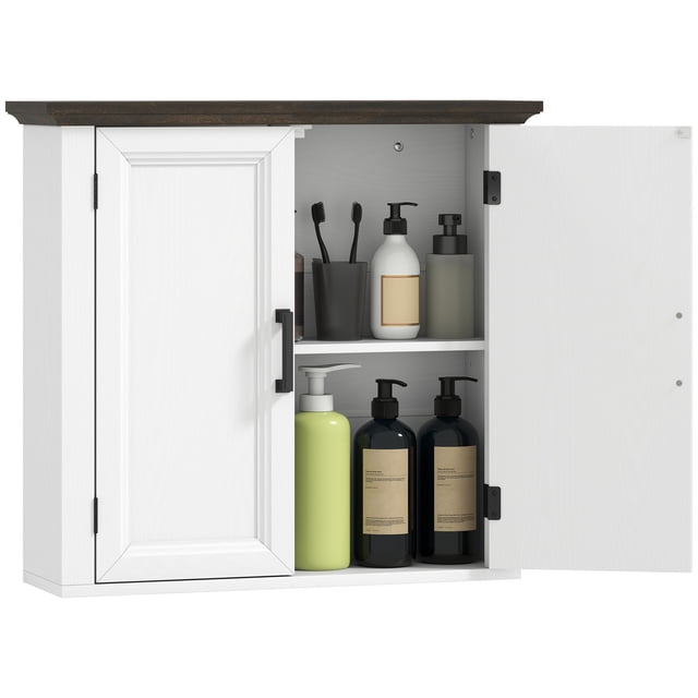 HOMCOM Bathroom Wall Cabinet, Farmhouse Medicine Cabinet, Distressed White