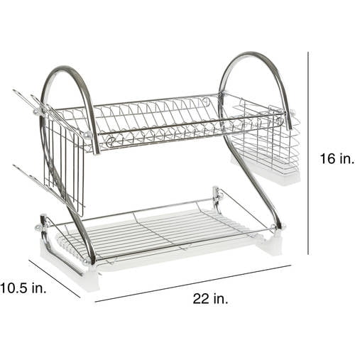 Better Chef 16 in. 2-Tier Silver Chrome Plated Standing Dish Rack