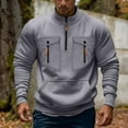 thumbnail image 2 of RMGVDSD Mens Quarter Zip Up Tactical Hoodie Pullover Stand Collar Sweatshirt Autumn Winter Fashion Solid Color Hooded Sweatshirt Pocket Casual Tops XXXL, 2 of 5