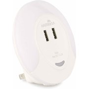 JUNELILY HARRINISA Double USB Port LED Night Light, Warm White Lighting for Home (2 Pack)