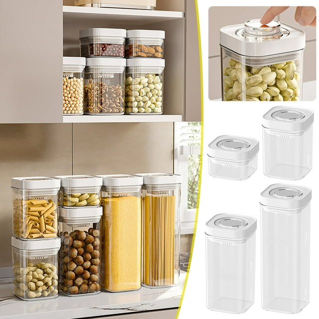 Xihbxyly Tanque de Almacenamiento a Presión, Recipiente Hermético para Alimentos, Sello Mecánico, Diseño de Vertido Fácil, Conservación de Frescura, Larga Duración, Sin Bpa, Apto para Refrigerador/Co