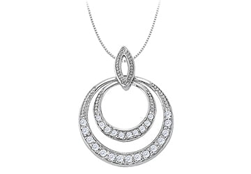 Finejewelers Sterling Silver Single Cubic Zirconia Heart Pendant Necklace Chain Included