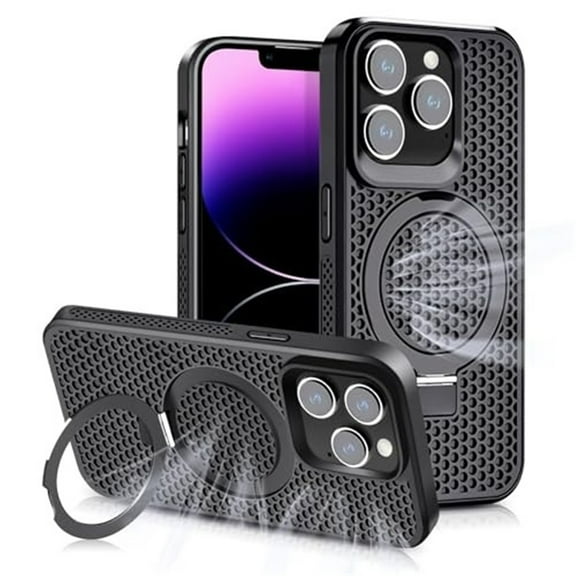 Case For IPhone 16 Pro Max/16 Pro/16 Plus/16, Dropproof Wireless Charging Case Slim Heat Dissipating Cover Magnetic Stand Shell