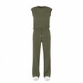 thumbnail image 4 of Plus Size Two Piece of Outfits for Womens Casual Drawstring Long Pants With Pockets Round Neck Sleeveless High Elasticity Loose Set, 4 of 4