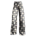 thumbnail image 6 of Women's Casual Pants Wide Leg Pants Women'S High Waisted Flower Patterned Pants Lightweight And Loose Casual Colorful Pants Heavyweight Pants,Gray Women's Casual Pants XXL, 6 of 7