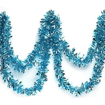 Metallic Tinsel Twist Garland, Light Blue - 4 inches Wide x 25 feet Long