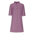 thumbnail image 4 of Ultrave Shirt Dresses for Women Fashion Solid Color Long Sleeve Lapel Dress Fall Clothes, 4 of 6