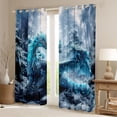 thumbnail image 3 of Homewish 3D Blue Dragon Black Out Curtains for Kids, Magic Glitter Animal Curtains Pack of 2 (42x63 Each), Winter Jungle Tree Bedroom Curtains, Living Room Curtains Decor, 3 of 7