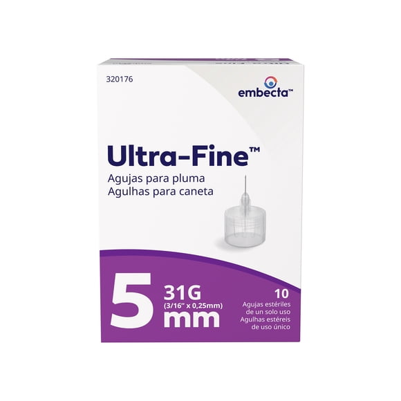 Aguja Ultra Fine para dispositivo de inyección tipo pluma 5mm 10 pzas