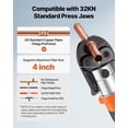 thumbnail image 4 of VEVOR ProPress Tool, 18V Electric Pipe Crimping Tool for 1/2", 3/4", 1", 1 -1/4", 1 -1/2", 2" Copper Pipes, 32KN Pro Press Tool with 6 VUS Jaws, 2PCS 4AH Batteries, Fast Charger & Carrying Case, 4 of 9