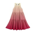 thumbnail image 6 of Abcomgle Girls Summer Dress Size 7-8 Casual Halter Neck Sleeveless Girls Dresses Gradient A-line Sundresses Loose Swing Dresses 5-6 Years,Vermilion, 6 of 7
