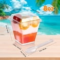 thumbnail image 2 of Witheeyou 50 Pack 8oz/240ml Plastic Dessert Cups, Square Dessert Cups with Lids and Spoons, Clear Parfait Cup, Single Serving Cake Containers for Cupcake, Mousse, Yogurt, Pudding, Ice Cream, 2 of 7
