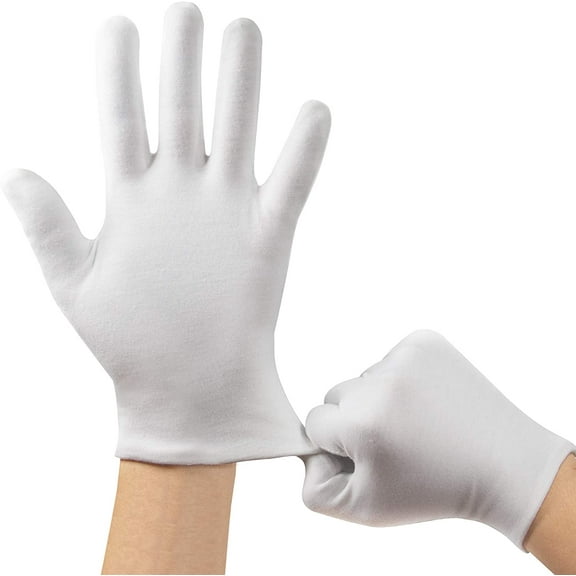 Cotton Gloves, 10pairs(20 Pcs) White Cotton Gloves for Women and Men, Washable Stretch Cotton Gloves for Dry Hands and Eczeme Moisturizing Cloth Gloves, Coin Jewelry Silver Cotton Inspection Gloves
