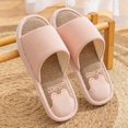thumbnail image 6 of XIMIN Women Men's Non Slip Linen Cotton Fabric House Slippers Cute Bear Slippers All-Season Indoor Bedroom Slippers Breathable Travel Home Slippers, 6 of 6