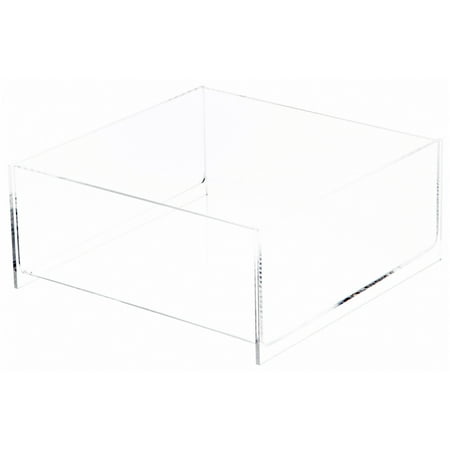 Plymor Clear Acrylic Square Open Top Merchandise Display Tray, 10" W x 10" D x 4" H (3 Pack)