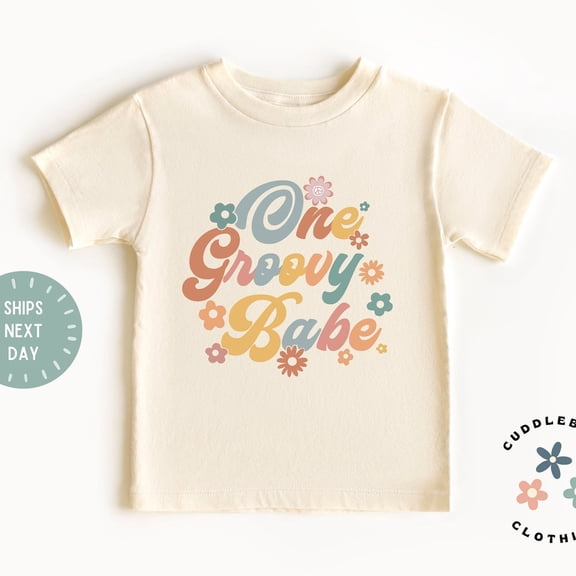 Bella Canvas First Birthday Kids Shirt, Retro One Groovy Babe Kids Tee, One Year Old Girl, Birthday Girl, Kids Tee, Cake Smash Outfit