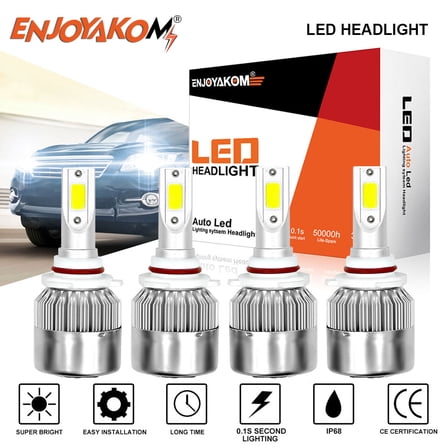 4x 9005 9006 LED Headlight Bulbs For Chevrolet Express 4500 2009-2016 6000K White 9005/HB3 High Beam 9006/HB4 Low Beam Replace