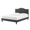 thumbnail image 1 of Tufted Platform Bed Frame, King Size, Velvet, Dark Grey Gray, Modern Contemporary Urban Design, Bedroom Master Guest Suite, 1 of 10