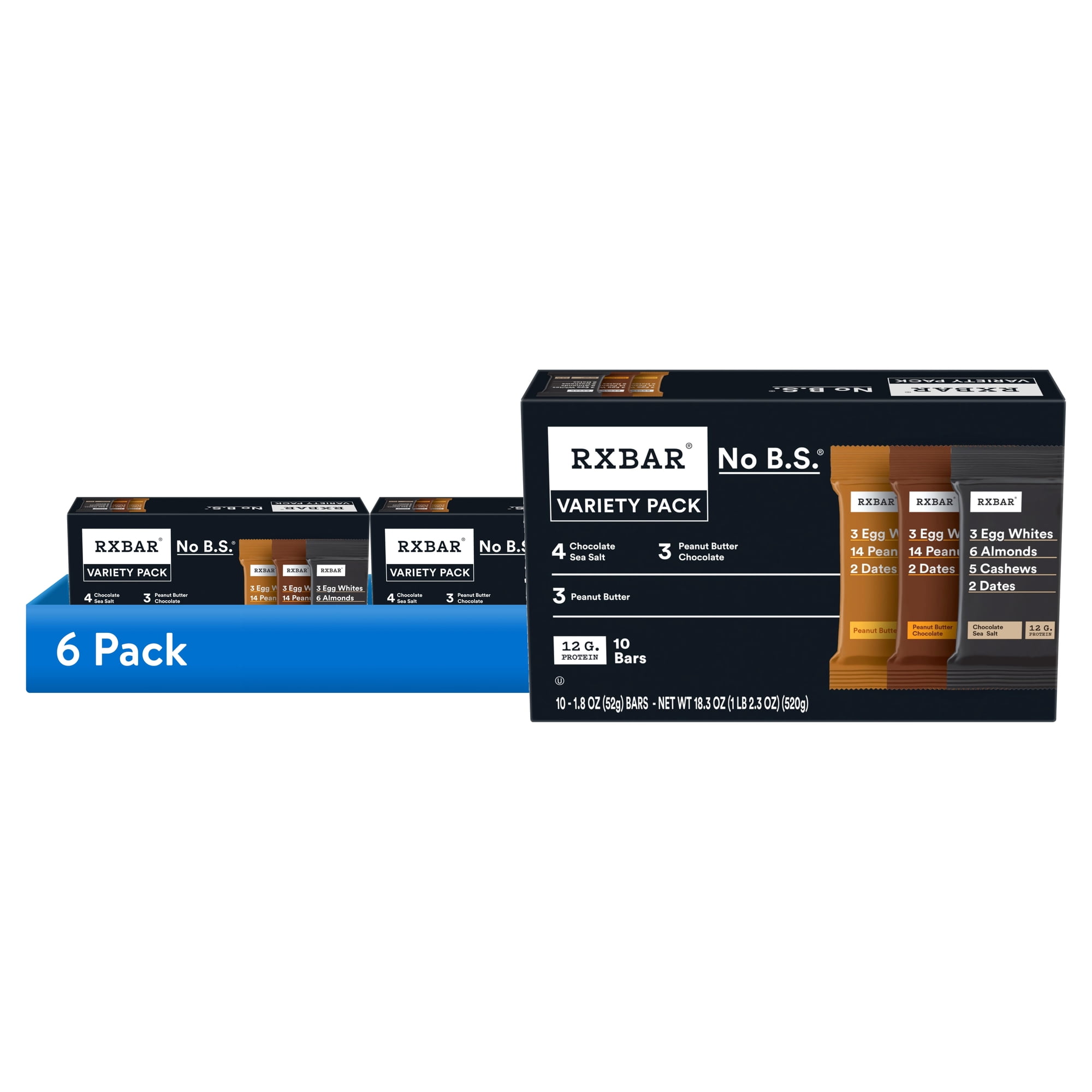 (6 pack) RXBAR, Variety Pack Protein Bars, 10 Count