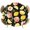 Black, variant on Summer Fruit Round Tablecloth 55-60 Inch Round Fitted Table Cloth with Elastic Edge, Spring Botanical Lemon Peach Waterproof Table Cover Protector for Outdoor Picnic Party Dining