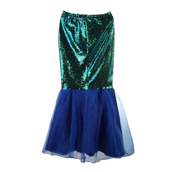 Womens Adult Mermaid Tail Full Skirt Party Maxi Fancy Dress Cosplay Costume