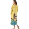 thumbnail image 2 of SEANATIVE Women's Long Sleeve Nightgown V Neck Pajama Dress Soft Button Front Nightshirt Long Length Sleepwear Sleepshirt for Lounge Bedroom Wear, L, Yorkshire Terrier Dog Sunflower Yellow, 2 of 7