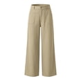 thumbnail image 5 of Casual Dress Pants Elastic Waistband Solid Long Trousers Work Slacks Straight Leg Pull On Pants(Beige,XXL), 5 of 5