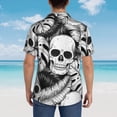 thumbnail image 6 of Balery Skull and palm leaves Print Men's Hawaiian Shirts Short Sleeve Beach Shirt Relaxed Fit Vacation Button Down Shirts-Medium, 6 of 9