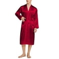 thumbnail image 2 of Odeerbi Solid Color Bathrobe for Men 2025 Nightgown Robe Winter Loose Fallow Couples Bathrobe Long Nightgown Nightgown Watermelon Red, 2 of 3