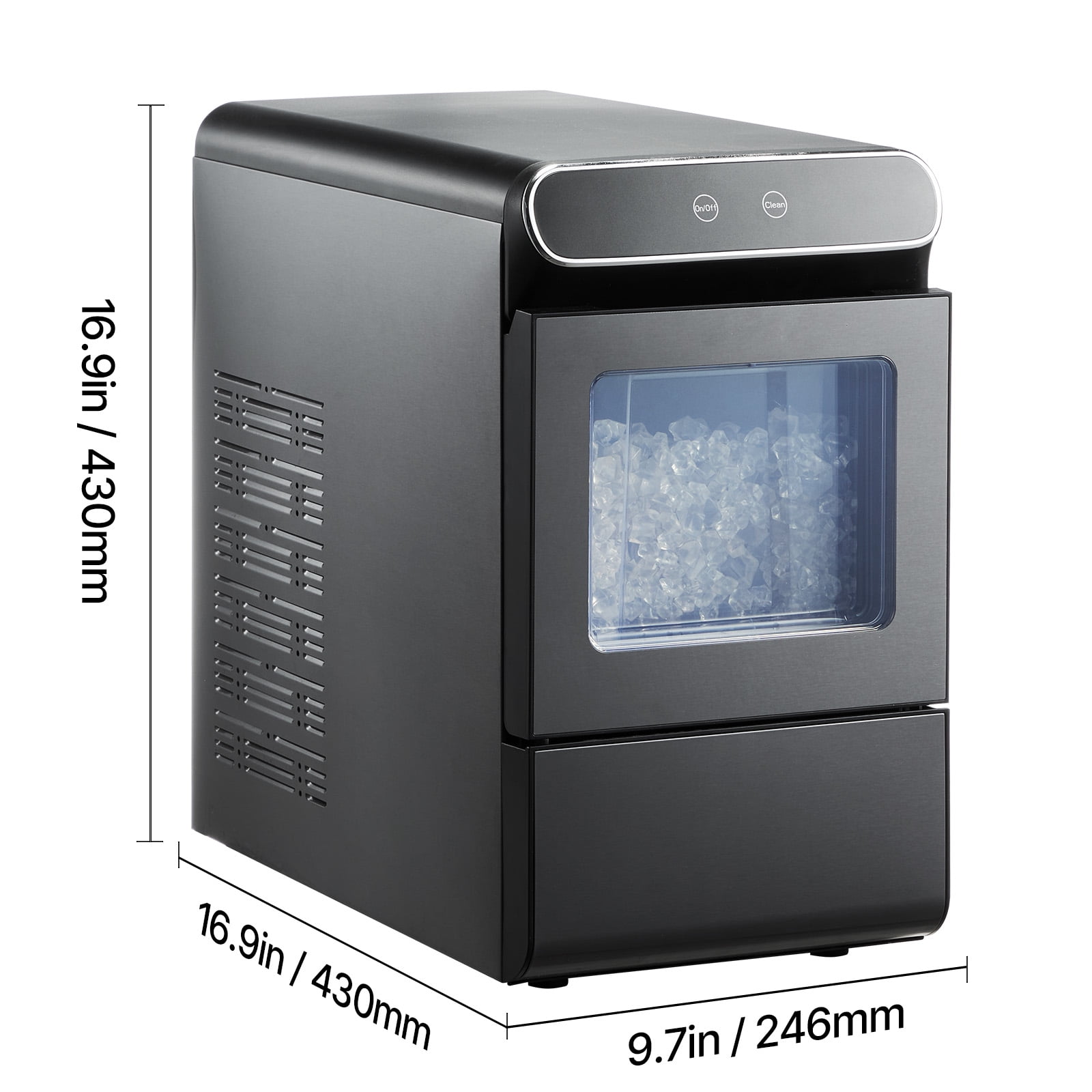 KFFKFF37lbs/24H Countertop Ice Maker Nugget Ice Maker Self-Cleaning Portable Ice Maker with Ice Scoop & Drip Tray