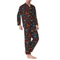 thumbnail image 2 of Naloa Doodle Barbeque Men’s Pajamas Set - Long Sleeve Button Down Sleep Shirt and Pajama Bottoms Sleepwear Set-Large, 2 of 7