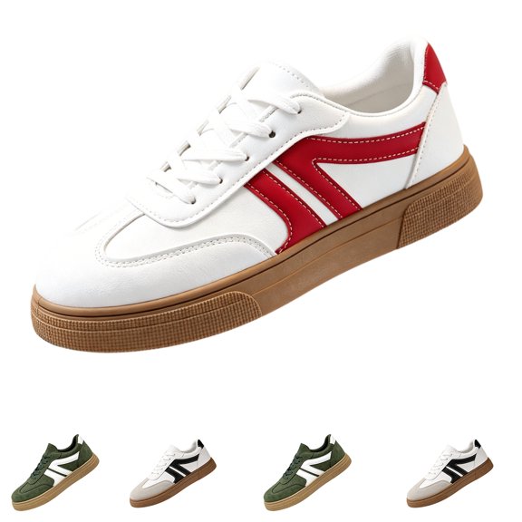 HAJWOH Women Classic Retro Gum Sole Fashion Sneakers Casual Tennis Skate Shoe Genuine Leather Walking Footwear Anti Slip Trainers