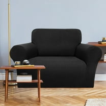 REGALWOVEN Stretch Sofa Slipcover with Elastic Bottom, 1-Piece Sofa Cover for Couch Black Small
