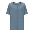thumbnail image 5 of Fabrcox Women's Linen Top Loose Lightweight Short Sleeve Button Down Shirts for Women Dressy Spring Summer Travel Beach Outfits Clothes with Pocket, 5 of 7