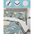 thumbnail image 4 of Quilts King Size, Blue Brown Coastal Soft Comforter Bedding Set for Bed, Vintage Ocean Beach Shell Nautical Lightweight Quilted Bedspread with Pillow Cover(2 Pieces) for All Season, 96x106 Inch, 4 of 6