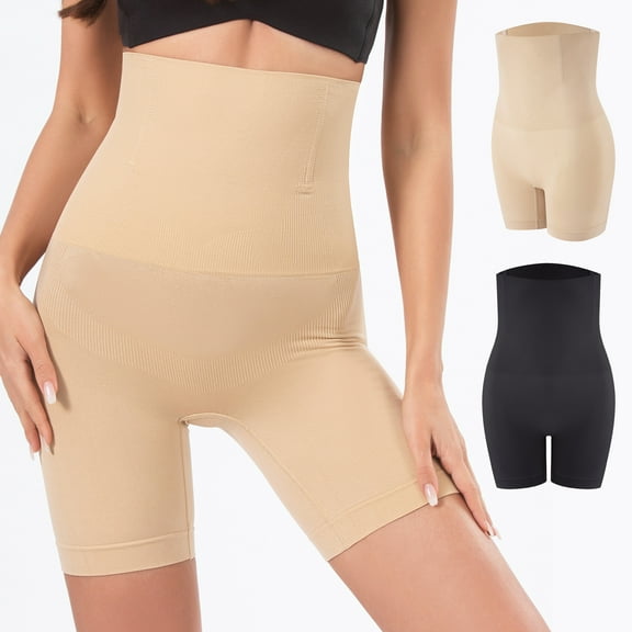 Aooho Women's Tummy Control Shapewear Plus Size High Waist Thigh Slimmer Butt Lifter Boyshort