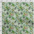 thumbnail image 2 of Soimoi Watercolor Floral Printed, Japan Crepe SatinFabric, by The Yard 54 Inch Wide, Decorative Sewing Fabric for Dresses Kimonos Gowns, Pear Green, 2 of 5