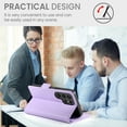 thumbnail image 6 of PU Leather Case Compatible with Samsung Galaxy S24 Ultra, Classic Kickstand/Cover/Wallet/Flip Magnetic Protective Case with Card Slots & Horizontal Stand Phone Case for Galaxy S24 Ultra, Purple, 6 of 7