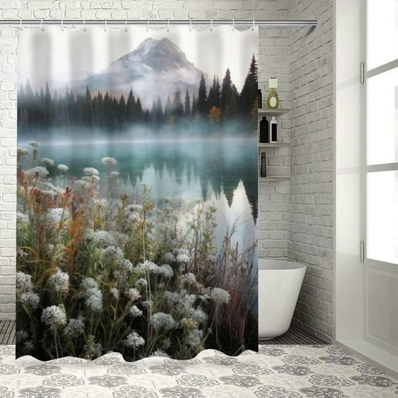 Shiartex Swirling Mist Modern Waterproof Shower Curtain with Hooks for Country Cottage & Farmhouse Bathroom Decor, 100% Polyester Fabric Bathroom Curtain Decoration 36x72