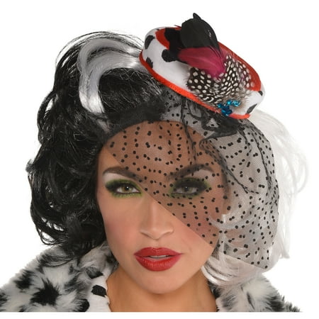 Cruella De Vil Fascinator, 101 Dalmatians Halloween Costume Accessory, One