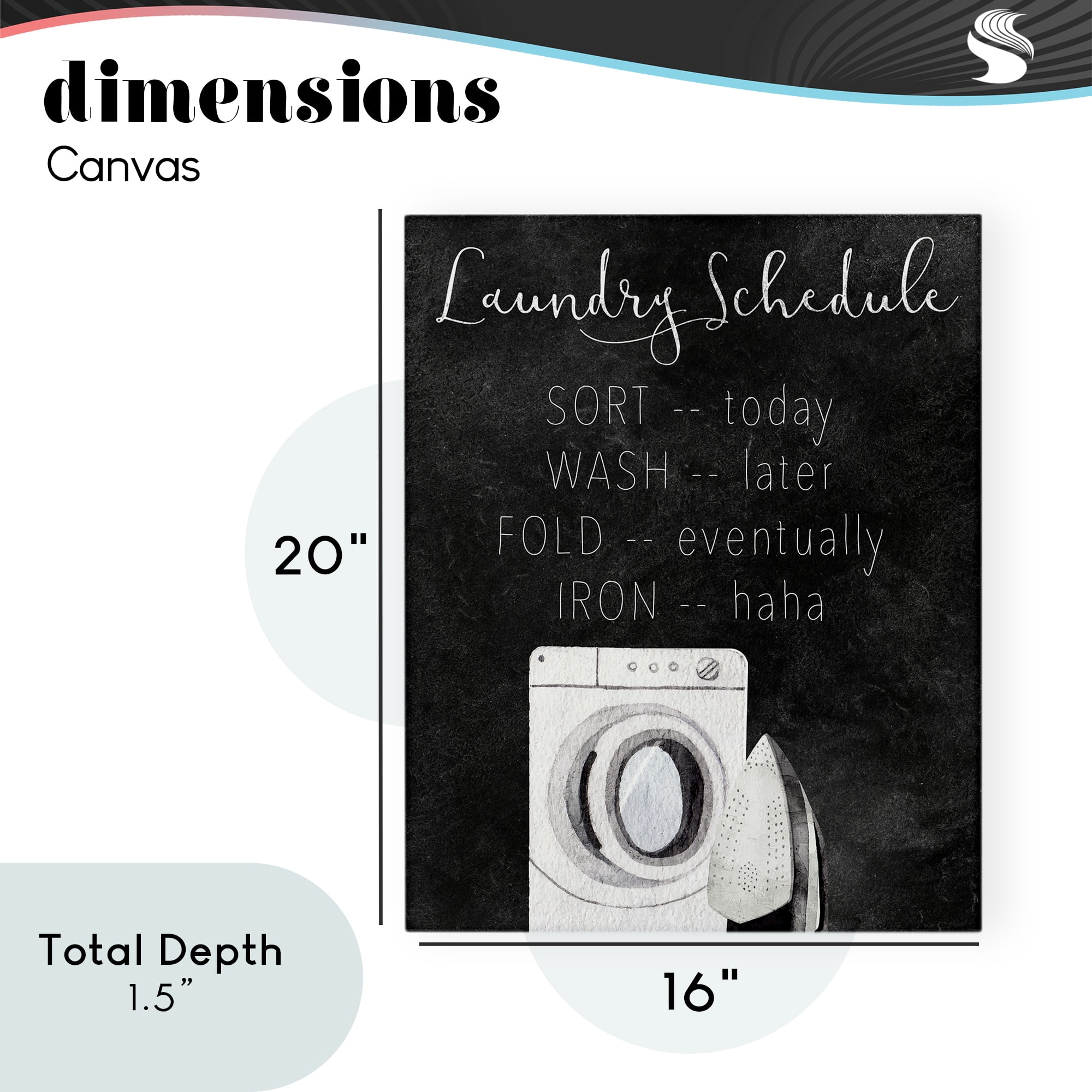 Lazy Laundry Schedule Humor Canvas Wall Art, design by Kim Allen