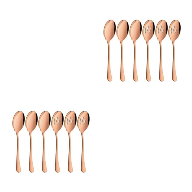 Youkk 6 Pcs/ensemble Cuillères de Service en Acier Inoxydable Durables pour Cuillères en Acier Inoxydable Durables Or Rose 2Ensemble