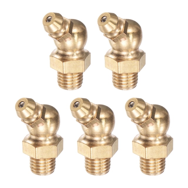 Unique Bargains Brass 45 Degree Hydraulic Grease Fitting M8 x 1mm Thread 5 Pack