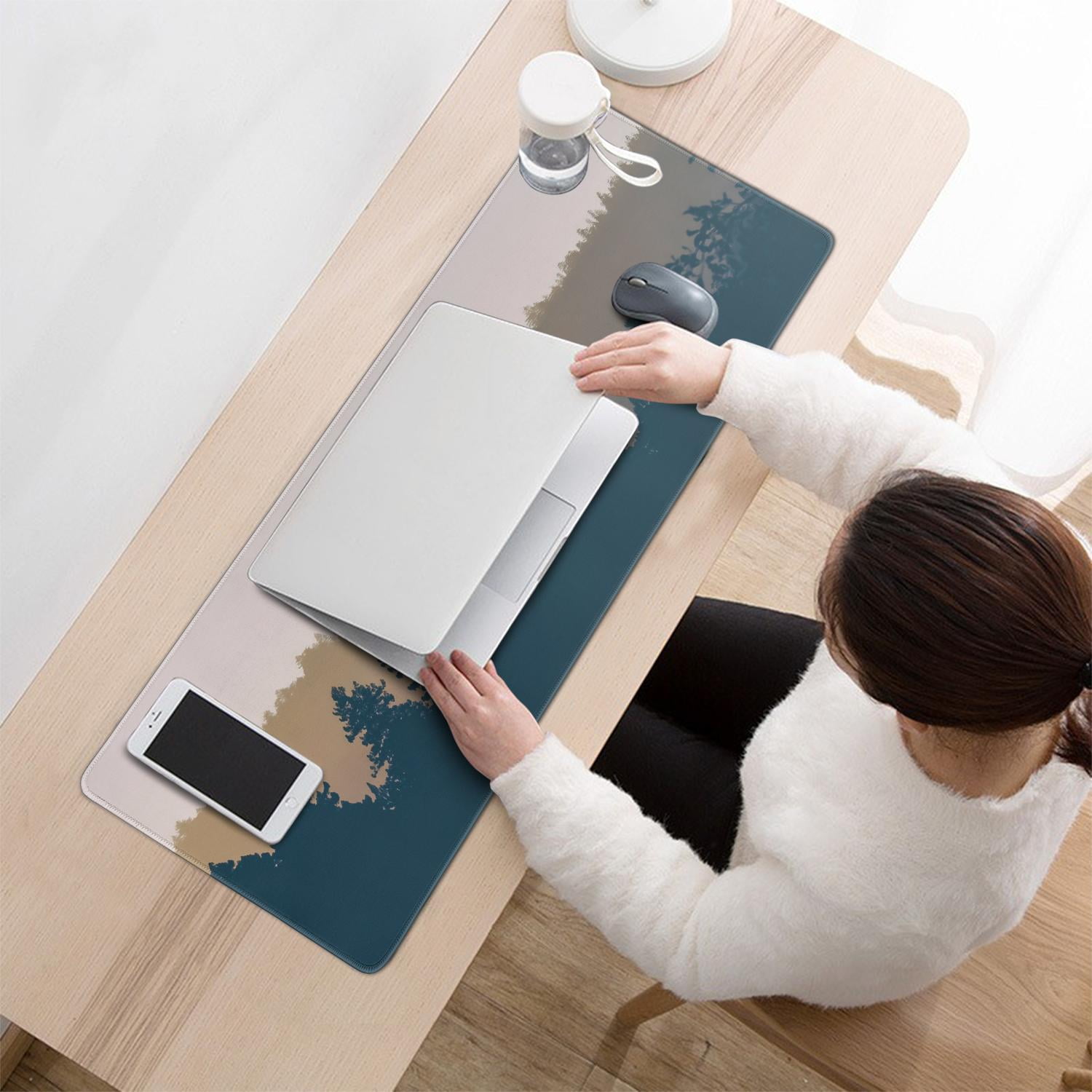 Elevate Your Work or Play - Large Forest Pattern Mouse Pad, Extended, Thin, Non-Slip Rubber Base, Stitched Edges - Perfect for Gamers & Professionals (31.5 x 11.8inches)