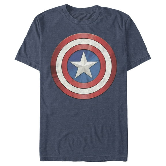 Men's Marvel Captain America Reflect Shield Graphic Tee Navy Blue Heather Large