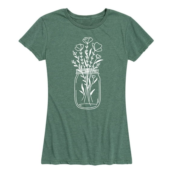 Instant Message - Flowers In Mason Jar - Women's Short Sleeve Graphic T-Shirt
