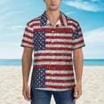 thumbnail image 2 of Fotbe America Flag Glitter Camisa Hawaiana para Hombre Unisex – Camisa Casual de Verano con Botones de Manga Corta de Algodón y Lino,Medium, 2 of 7